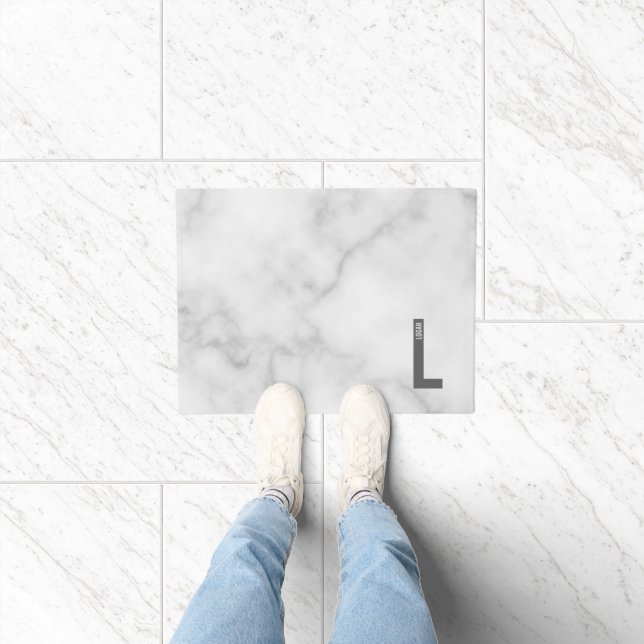 Modern Personalised Bold Monogram and Name Doormat (Indoor)