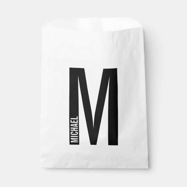 Modern Personalised Bold Monogram and Name Favour Bags (Front)