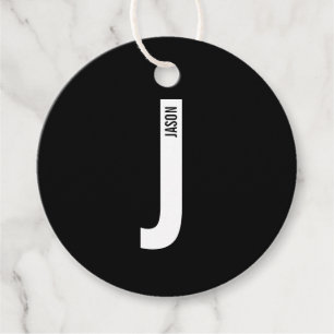 Modern Personalised Bold Monogram and Name Favour Tags