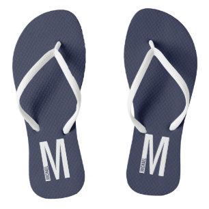 Modern Personalised Bold Monogram and Name Flip Flops