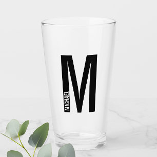 Modern Personalised Bold Monogram and Name Glass