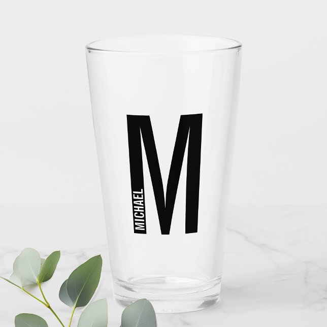 Modern Personalised Bold Monogram and Name Glass (Creator Uploaded)