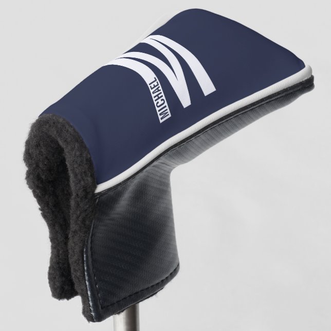 Modern Personalised Bold Monogram and Name Golf Head Cover (3/4 Front)