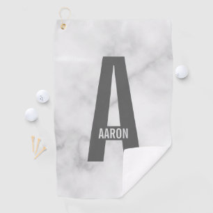 Modern Personalised Bold Monogram and Name Golf Towel