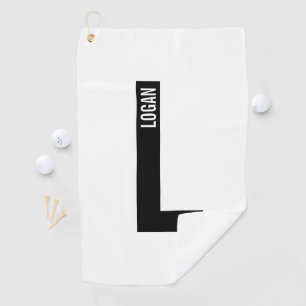 Modern Personalised Bold Monogram and Name Golf Towel