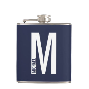 Modern Personalised Bold Monogram and Name Hip Flask