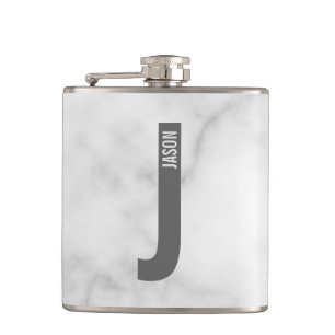 Modern Personalised Bold Monogram and Name Hip Flask