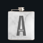 Modern Personalised Bold Monogram and Name Hip Flask<br><div class="desc">Modern Monogram Design featuring personalised monogram letter "A" and name in modern bold sans serif font style.

Perfect gift for him,  father's day gift,  groomsman gift and more.

Please note: The marble details are simulated in the artwork. No actual marble will be used in the making of this product.</div>