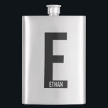 Modern Personalised Bold Monogram and Name Hip Flask<br><div class="desc">Modern Monogram Design featuring personalised monogram letter "E" and name in modern bold sans serif font style.

Perfect gift for him,  father's day gift,  groomsman gift and more.</div>