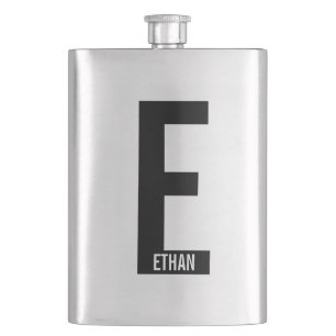 Modern Personalised Bold Monogram and Name Hip Flask