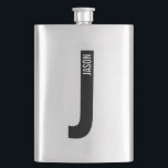 Modern Personalised Bold Monogram and Name Hip Flask<br><div class="desc">Modern Monogram Design featuring personalised monogram letter "J" and name in modern bold sans serif font style.

Perfect gift for him,  father's day gift,  groomsman gift and more.</div>
