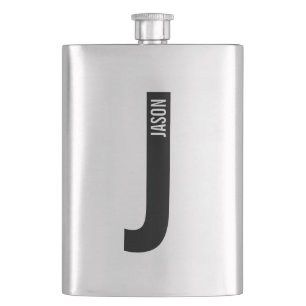 Modern Personalised Bold Monogram and Name Hip Flask