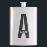 Modern Personalised Bold Monogram and Name Hip Flask<br><div class="desc">Modern Monogram Design featuring personalised monogram letter "A" and name in modern bold sans serif font style.

Perfect gift for him,  father's day gift,  groomsman gift and more.</div>