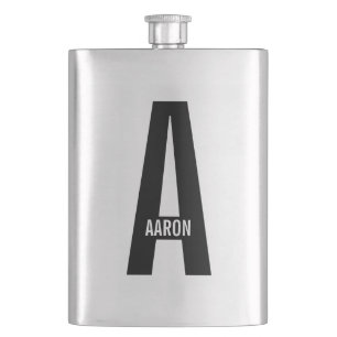 Modern Personalised Bold Monogram and Name Hip Flask