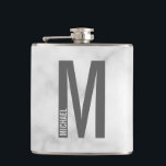 Modern Personalised Bold Monogram and Name Hip Flask<br><div class="desc">Modern Monogram Design featuring personalised monogram letter "M" and name in modern bold sans serif font style.

Perfect gift for him,  father's day gift,  groomsman gift and more.</div>