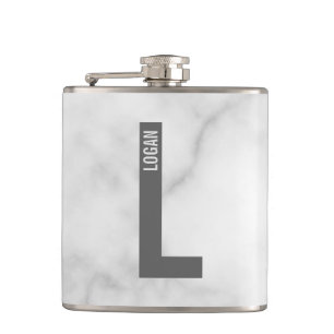 Modern Personalised Bold Monogram and Name Hip Flask