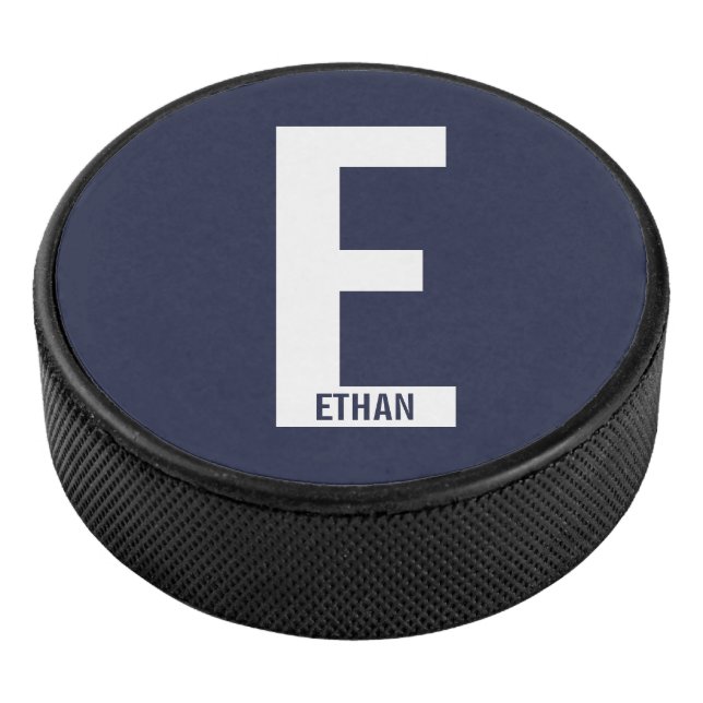Modern Personalised Bold Monogram and Name Hockey Puck (3/4)