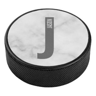 Modern Personalised Bold Monogram and Name Hockey Puck