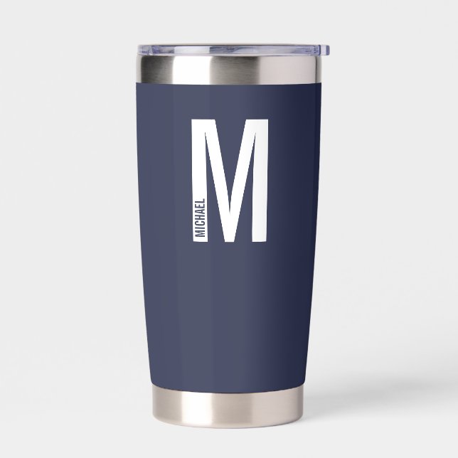 Modern Personalised Bold Monogram and Name Insulated Tumbler (Left)