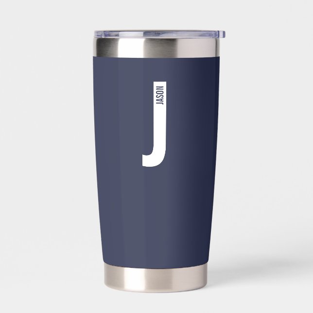 Modern Personalised Bold Monogram and Name Insulated Tumbler (Left)