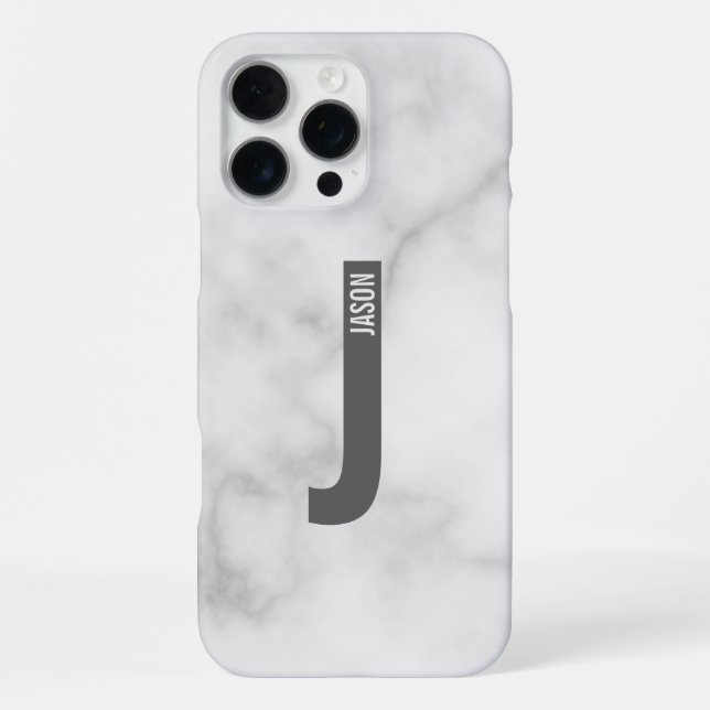 Modern Personalised Bold Monogram and Name iPhone Case (Back)