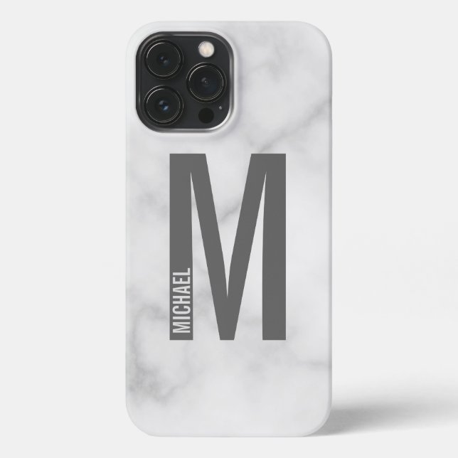 Modern Personalised Bold Monogram and Name iPhone Case (Back)