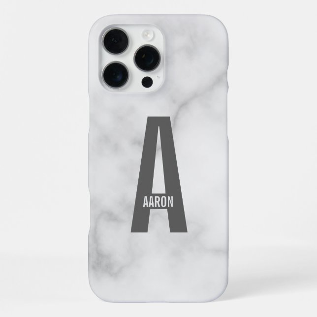 Modern Personalised Bold Monogram and Name iPhone Case (Back)