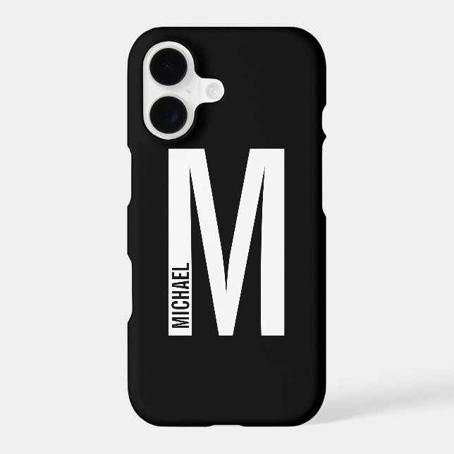 Modern Personalised Bold Monogram and Name iPhone  Case (Back)