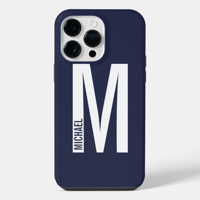 Modern Personalised Bold Monogram and Name iPhone Case (Back)