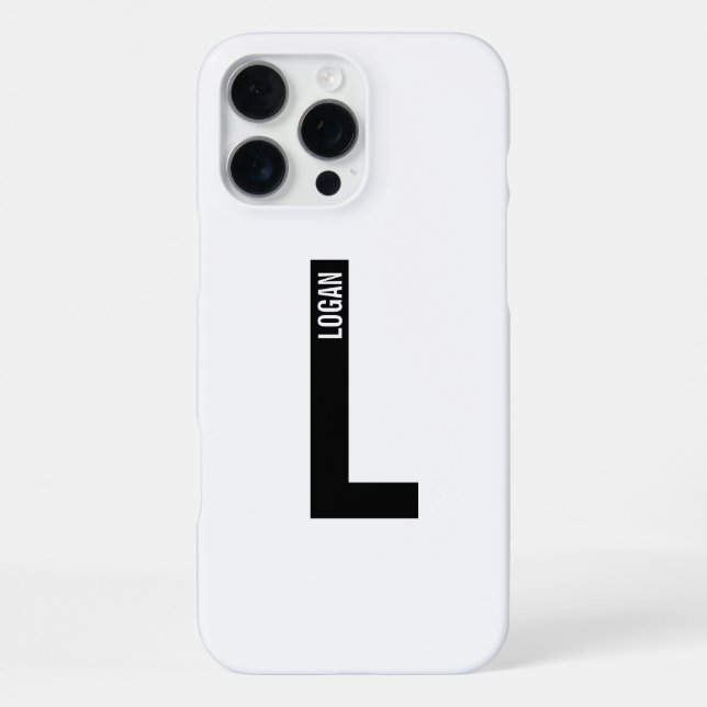 Modern Personalised Bold Monogram and Name iPhone Case (Back)