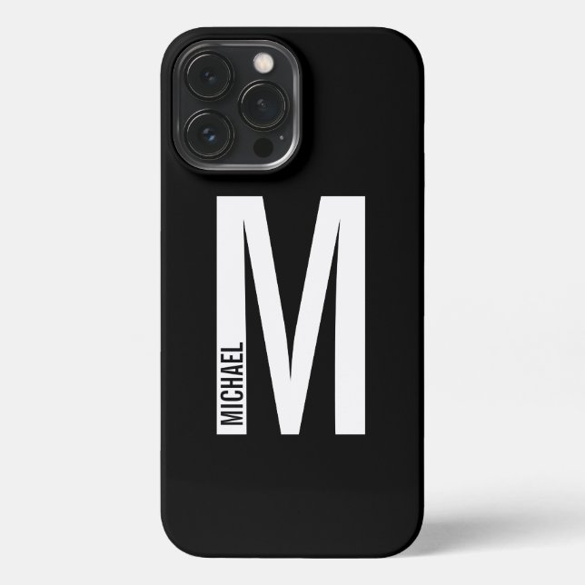Modern Personalised Bold Monogram and Name iPhone  iPhone Case (Back)