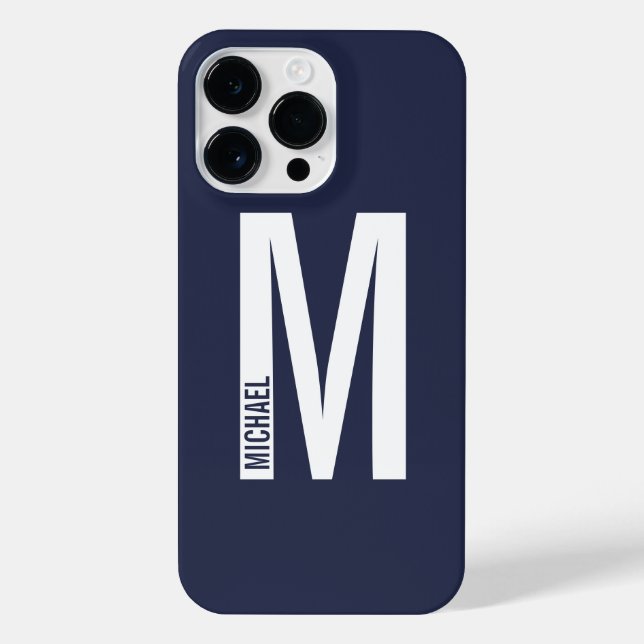Modern Personalised Bold Monogram and Name iPhone  iPhone Case (Back)