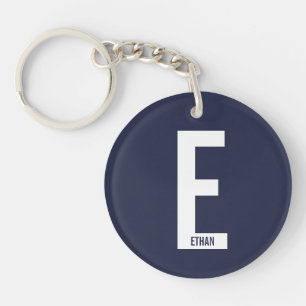 Modern Personalised Bold Monogram and Name Key Ring