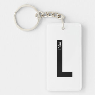 Modern Personalised Bold Monogram and Name Key Ring