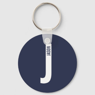 Modern Personalised Bold Monogram and Name Key Ring