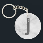Modern Personalised Bold Monogram and Name Key Ring<br><div class="desc">Modern Monogram Design featuring personalised monogram letter "J" and name in modern bold sans serif font style.

Perfect gift for him,  father's day gift,  groomsman gift and more.

Please note: The marble details are simulated in the artwork. No actual marble will be used in the making of this product.</div>