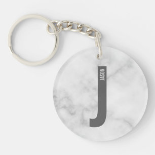 Modern Personalised Bold Monogram and Name Key Ring
