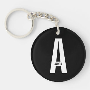 Modern Personalised Bold Monogram and Name Key Ring