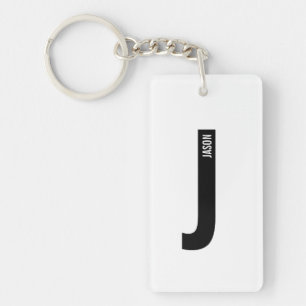 Modern Personalised Bold Monogram and Name Key Ring