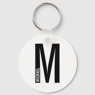 Modern Personalised Bold Monogram and Name Key Ring