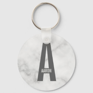 Modern Personalised Bold Monogram and Name Key Ring