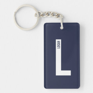 Modern Personalised Bold Monogram and Name Key Ring