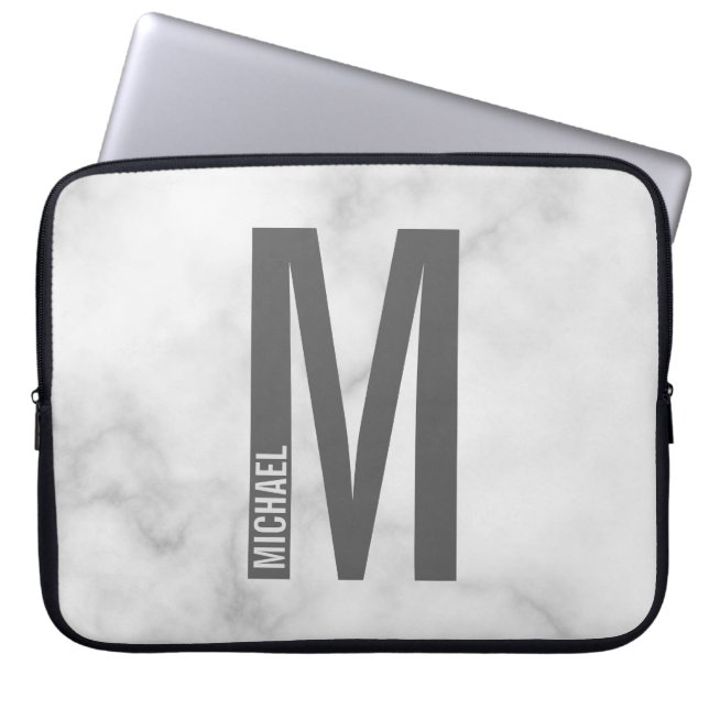 Modern Personalised Bold Monogram and Name Laptop Sleeve (Front)