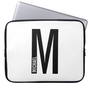 Modern Personalised Bold Monogram and Name Laptop Sleeve