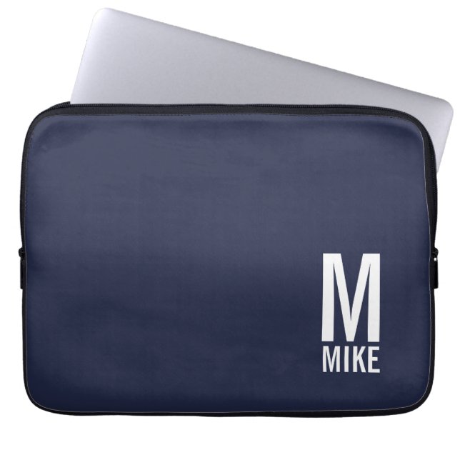 Modern Personalised Bold Monogram and Name Laptop Sleeve (Front)