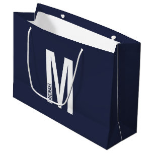 Modern Personalised Bold Monogram and Name Large Gift Bag