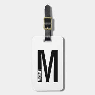 Modern Personalised Bold Monogram and Name Luggage Tag