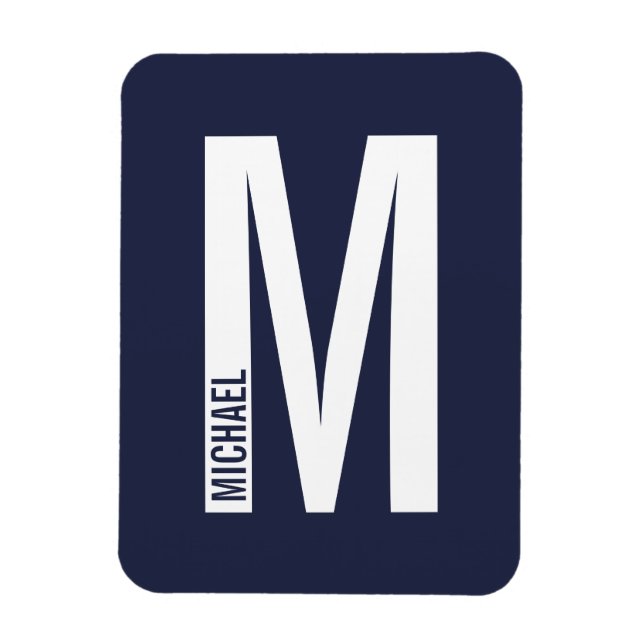 Modern Personalised Bold Monogram and Name Magnet (Vertical)
