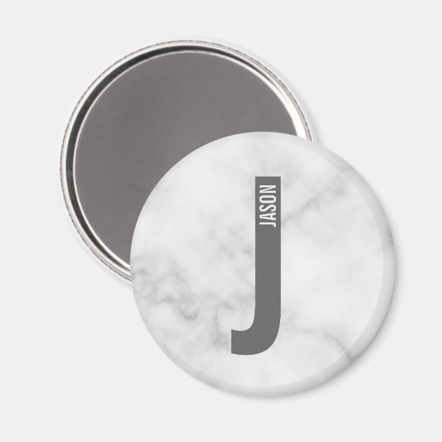 Modern Personalised Bold Monogram and Name Magnet (Front/Back)