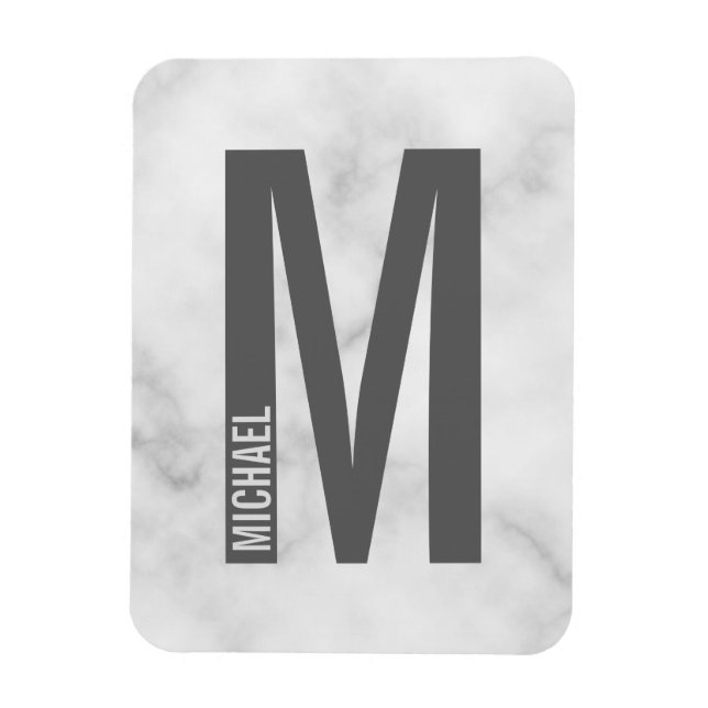 Modern Personalised Bold Monogram and Name Magnet (Vertical)